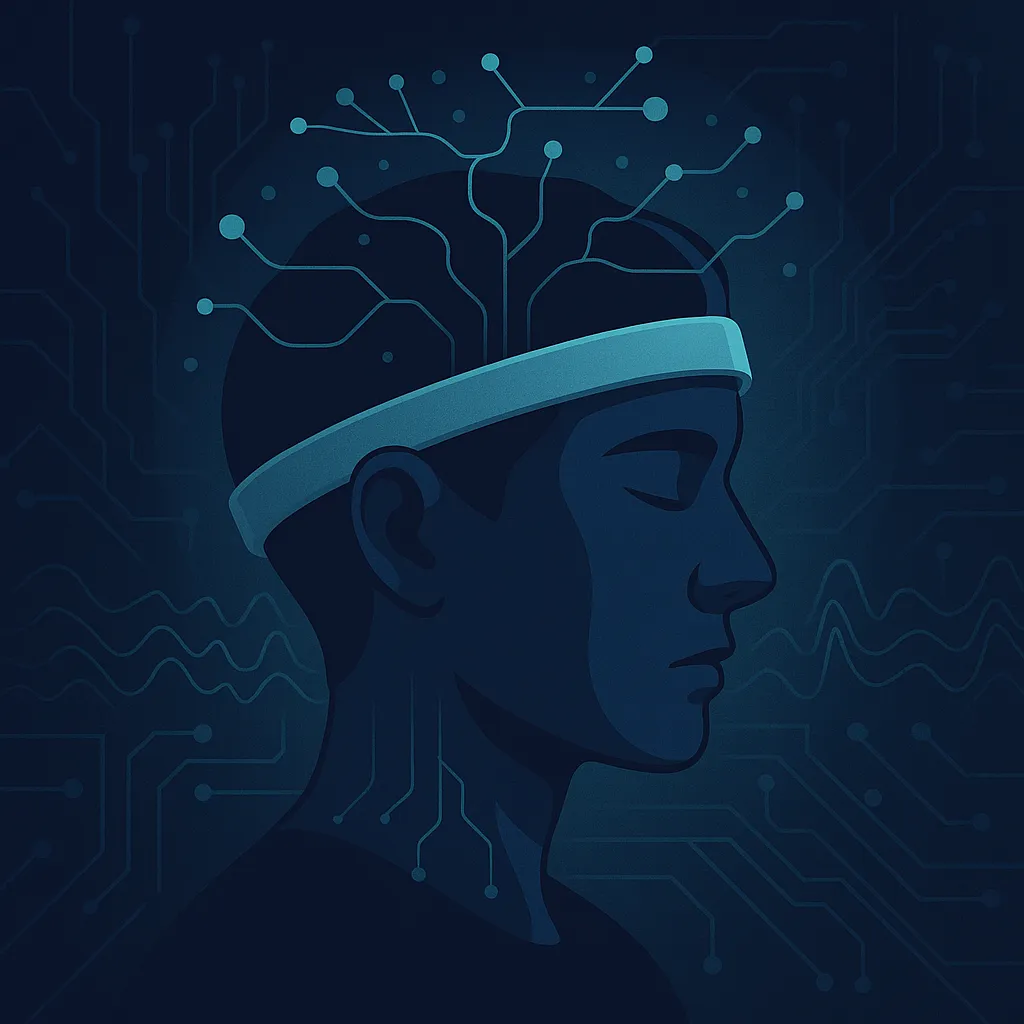 Headband and EEG waves representing remote monitoring